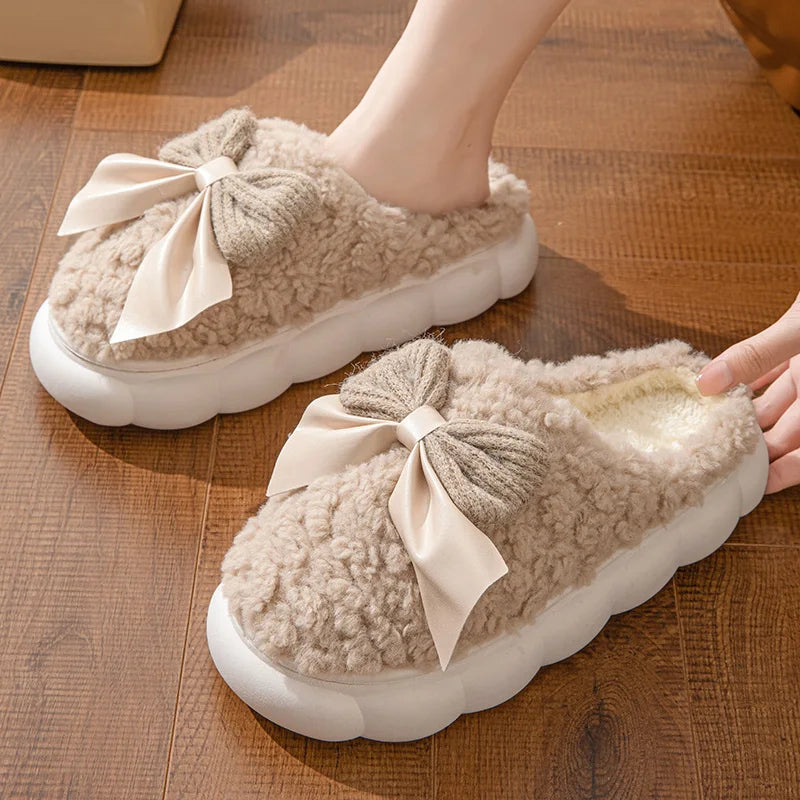Nosso "Bella Bow" Plush Velvet Slippers