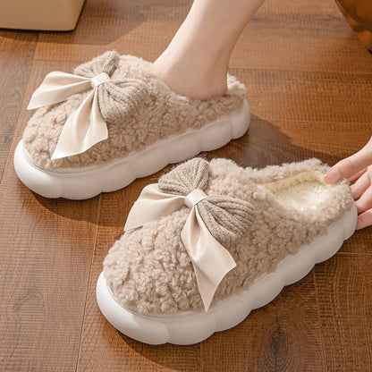 Nosso "Bella Bow" Plush Velvet Slippers