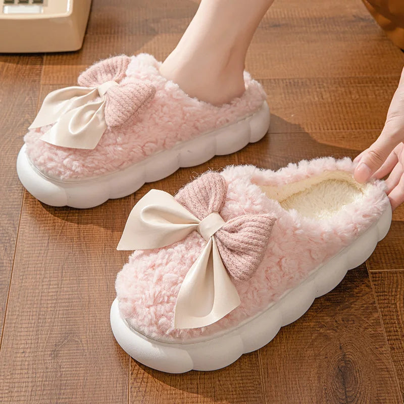 Nosso "Bella Bow" Plush Velvet Slippers